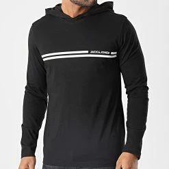 Tout neuf ⌛ Tee 👚 Shirt Manches Longues Capuche William 12222160 Noir de Jack And Jones ⭐