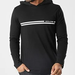 Tout neuf ⌛ Tee 👚 Shirt Manches Longues Capuche William 12222160 Noir de Jack And Jones ⭐ -Jack And Jones Soldes jack and jones 346547 12222160 BLACK 20221103T161703 03