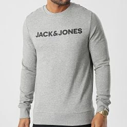 Sortie 😉 Sweat Crewneck Lounge Gris Chiné de Jack And Jones 🎉