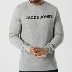 Sortie 😉 Sweat Crewneck Lounge Gris Chiné de Jack And Jones 🎉 -Jack And Jones Soldes jack and jones 346550 12182477 LIGHT GREY MELANGE 20221104T142645 03
