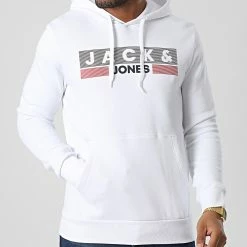 Bon marché 👍 Sweat Capuche 12152840 Blanc de Jack And Jones 🌟