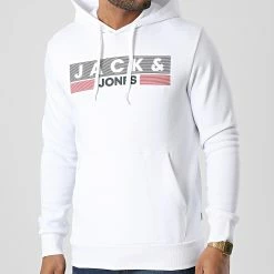 Bon marché 👍 Sweat Capuche 12152840 Blanc de Jack And Jones 🌟 -Jack And Jones Soldes jack and jones 346559 12152840 WHITE PLAY 4 20221103T160546 03