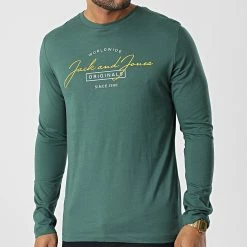 Meilleure vente 💯 Tee 👕 Shirt Manches Longues Ferry Vert de Jack And Jones 🧨 -Jack And Jones Soldes jack and jones 346568 12225554 TREKKING GREEN 20221104T142818 03