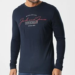 Remise ⌛ Tee 👕 Shirt Manches Longues Ferry 12225554 Bleu Marine de Jack And Jones 🤩 -Jack And Jones Soldes jack and jones 346569 12225554 NAVY BLAZER 20221104T150806 03