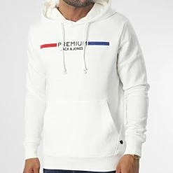 Vente flash 🥰 Sweat Capuche Groom 12230990 Blanc de Jack And Jones 🔥
