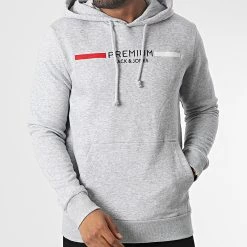 Vente flash 🤩 Sweat Capuche Groom 12230990 Gris Chiné de Jack And Jones 😀