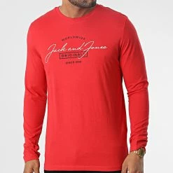 Top 10 🔥 Tee 👚 Shirt Manches Longues Ferry Rouge de Jack And Jones 😍