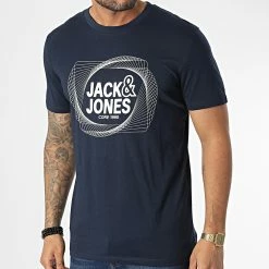 Le moins cher 👍 Tee 👚 Shirt Luca Bleu Marine de Jack And Jones ✔️