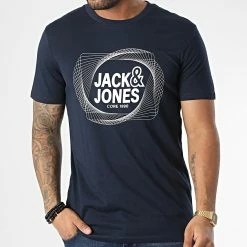 Le moins cher 👍 Tee 👚 Shirt Luca Bleu Marine de Jack And Jones ✔️ -Jack And Jones Soldes jack and jones 347212 12225445 NAVY BLAZER 20221110T152702 03