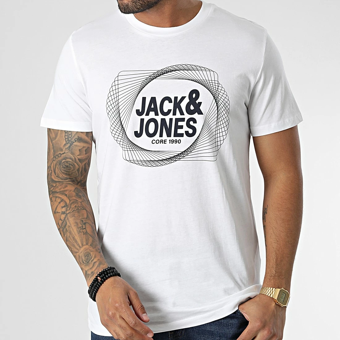 Budget ✔️ Tee 👕 Shirt Luca Blanc de Jack And Jones 🌟 3 Budget ✔️ Tee 👕 Shirt Luca Blanc de Jack And Jones 🌟 – Image 3