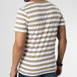 Le moins cher ⌛ Tee 👚 Shirt Power Ministripe Blanc Beige de Jack And Jones 🌟 -Jack And Jones Soldes jack and jones 347215 12227682 WEATHERED TEAK WHITE 20221110T152934 04