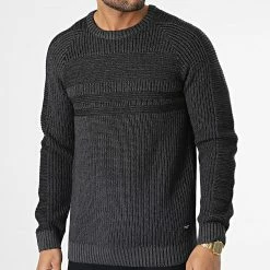 Grosses soldes 🧨 Pull Power Noir Gris Anthracite de Jack And Jones ❤️