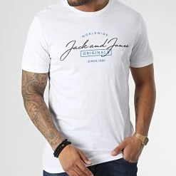 Nouveau 🧨 Tee 👚 Shirt Ferry Blanc de Jack And Jones 🛒 -Jack And Jones Soldes jack and jones 347255 12225557 BRIGHT WHITE 20221110T153032 03
