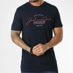 Meilleure vente 🔥 Tee 👕 Shirt Ferry Bleu Marine de Jack And Jones 😀 -Jack And Jones Soldes jack and jones 347258 12225557 NAVY BLAZER 20221110T152630 03