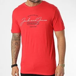 Promo ✨ Tee 👕 Shirt Ferry Rouge de Jack And Jones 😍