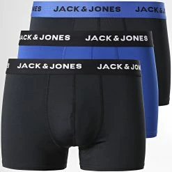 Vente flash 😉 Lot De 3 Boxers Microfibre Noir Bleu de Jack And Jones ⭐