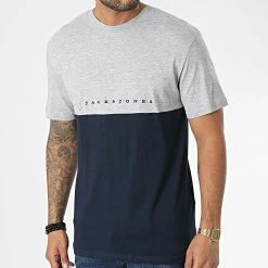 Offres 🛒 Tee 👕 Shirt Copenhagen Gris Chiné Bleu Marine de Jack And Jones 😍