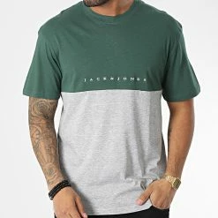 Acheter 🥰 Tee 👚 Shirt Copenhagen Vert Gris Chiné de Jack And Jones 🎉 -Jack And Jones Soldes jack and jones 347310 12220476 TREKKING GREEN JJ 20221110T155713 03