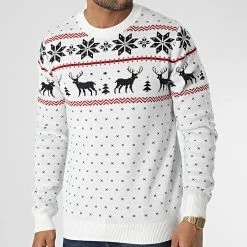Coupon 🔥 Pull Snowflake Blanc de Jack And Jones ✔️