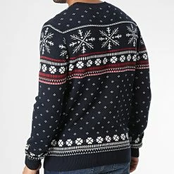 Bon marché 😉 Pull Snowflake Bleu Marine de Jack And Jones ⭐ -Jack And Jones Soldes jack and jones 347359 12225286 NAVY BLAZER 20221110T152725 04