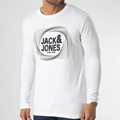 Nouveau ⌛ Tee 👚 Shirt Manches Longues Luca Blanc de Jack And Jones 🎁
