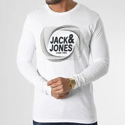 Nouveau ⌛ Tee 👚 Shirt Manches Longues Luca Blanc de Jack And Jones 🎁 -Jack And Jones Soldes jack and jones 347360 12225444 WHITE 20221110T154601 03