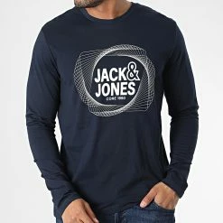 Offres 🥰 Tee 👕 Shirt Manches Longues Luca Bleu Marine de Jack And Jones 🔥 -Jack And Jones Soldes jack and jones 347364 12225444 NAVY BLAZER 20221110T152836 03