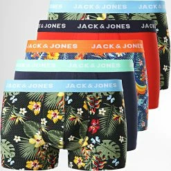 Meilleur prix 🌟 Lot De 5 Boxers Colorful Flowers Bleu Marine Rouge Vert de Jack And Jones 😍