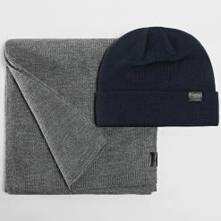 Nouveau 🔥 Lot Bonnet Et Echarpe 12163827 Bleu Marine de Jack And Jones ✨