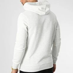 Promo 😍 Sweat Capuche Ferry Gris Clair Chiné de Jack And Jones ⭐ -Jack And Jones Soldes jack and jones 347397 12225197 WHITE MEL 20221110T155544 04