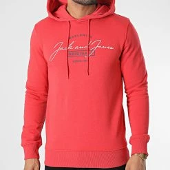Top 10 🎁 Sweat Capuche Ferry Rouge de Jack And Jones 💯 -Jack And Jones Soldes jack and jones 347398 12225197 RECOCCO RED 20221123T151034 03