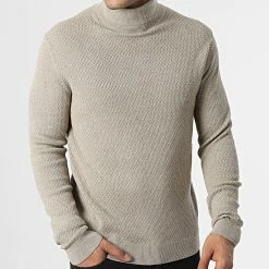 Budget 😍 Pull Col Roulé Dallas Beige Chiné de Jack And Jones 🤩 -Jack And Jones Soldes jack and jones 347453 12222047 ALMOND MILK TWISTED W 20221114T140430 03