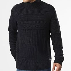 Sortie 😉 Pull Col Roulé Power Noir Bleu Marine Chiné de Jack And Jones ✔️ -Jack And Jones Soldes jack and jones 347454 12218851 NAVY BLAZER BLACK 20221114T125135 03