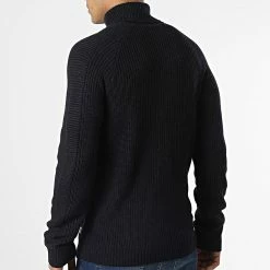 Sortie 😉 Pull Col Roulé Power Noir Bleu Marine Chiné de Jack And Jones ✔️ -Jack And Jones Soldes jack and jones 347454 12218851 NAVY BLAZER BLACK 20221114T125136 04