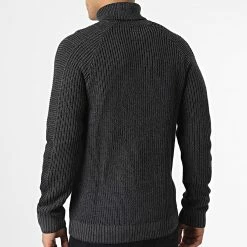 Le moins cher 🔔 Pull Col Roulé Power Noir Gris Anthracite Chiné de Jack And Jones 🎁 -Jack And Jones Soldes jack and jones 347455 12218851 BLACK ASPHALT 20221114T140705 04