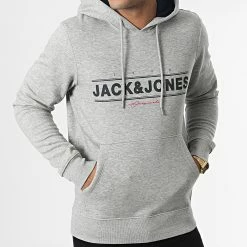 Sortie 🔔 Sweat Capuche Friday Gris Chiné de Jack And Jones 🎁 -Jack And Jones Soldes jack and jones 347486 12220537 LIGHT GREY MEL 20221114T122310 03
