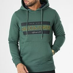 De gros 👍 Sweat Capuche Friday Vert de Jack And Jones ✨ -Jack And Jones Soldes jack and jones 347487 12220537 TREKKING GREEN 20221110T161227 03