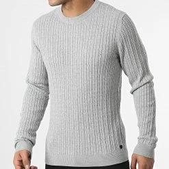 Vente flash 🎁 Pull Dallas Gris Chiné de Jack And Jones 🎉
