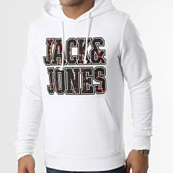 Promo 🛒 Sweat Capuche Neon Dot Blanc de Jack And Jones ✨