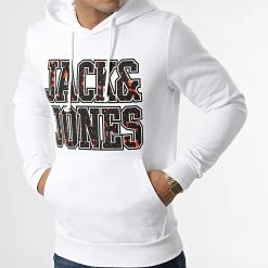 Promo 🛒 Sweat Capuche Neon Dot Blanc de Jack And Jones ✨ -Jack And Jones Soldes jack and jones 347537 12211547 WHITE 20221114T140529 03