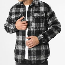 Meilleure vente 😀 Surchemise A Carreaux Knox Noir Gris de Jack And Jones 😀