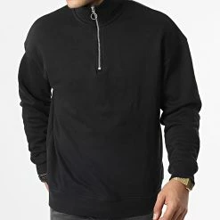 Grosses soldes ⭐ Sweat Col Zippé Oversize Large Brink Noir de Jack And Jones 🔔 -Jack And Jones Soldes jack and jones 347541 12195145 BLACK 20221114T125316 03