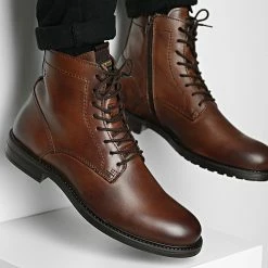 De gros 🥰 Boots Frances Leather 12215560 Cognac de Jack And Jones ⌛