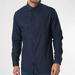 Le moins cher 😉 Chemise Manches Longues Orion Bleu Marine de Jack And Jones 🥰