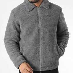 Meilleure vente 😀 Veste Polaire Zippée Brick Gris de Jack And Jones 🔔 -Jack And Jones Soldes jack and jones 348656 12219848 CHARCOAL GRAY 20221123T161421 03