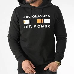 Promo 🎉 Sweat Capuche Freddie Noir de Jack And Jones ❤️