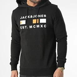 Promo 🎉 Sweat Capuche Freddie Noir de Jack And Jones ❤️ -Jack And Jones Soldes jack and jones 348657 12225465 BLACK 20221123T160840 03