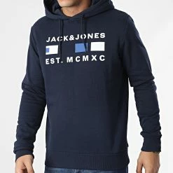 Le moins cher 🔥 Sweat Capuche Freddie Bleu Marine de Jack And Jones ❤️ -Jack And Jones Soldes jack and jones 348658 12225465 NAVY BLAZER 20221128T140946 03