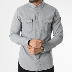 Acheter ⭐ Chemise Jean A Manches Longues Sheridan Gris de Jack And Jones 👍