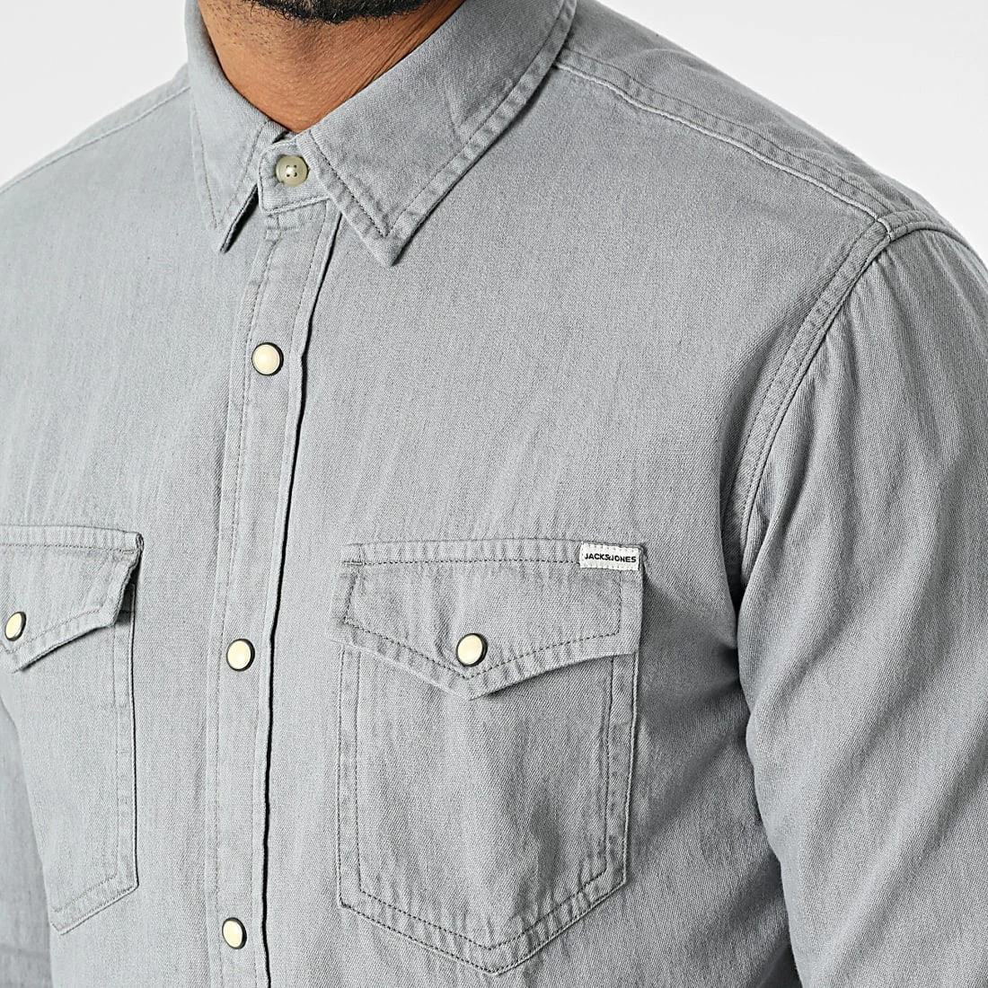 Acheter ⭐ Chemise Jean A Manches Longues Sheridan Gris de Jack And Jones 👍 2 Acheter ⭐ Chemise Jean A Manches Longues Sheridan Gris de Jack And Jones 👍 – Image 2